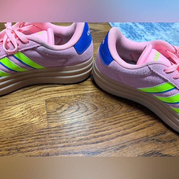 Adidas Women's Pink and Green Sneakers - Picture 2 of 8